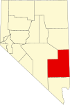 Map of Nevada highlighting Lincoln County